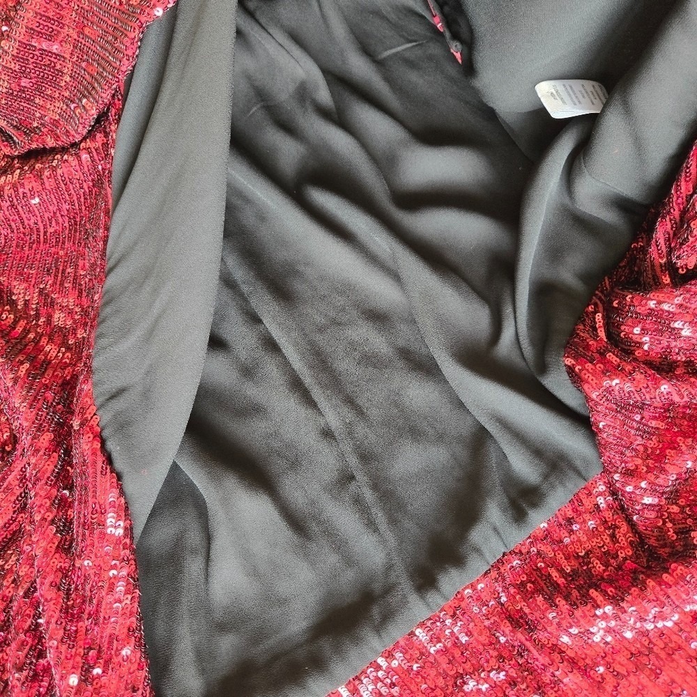 Sachin & Babi Burgundy Sequin Midi Dress L Designer Runway Glam Luxe Holiday NYE - Picture 12 of 14